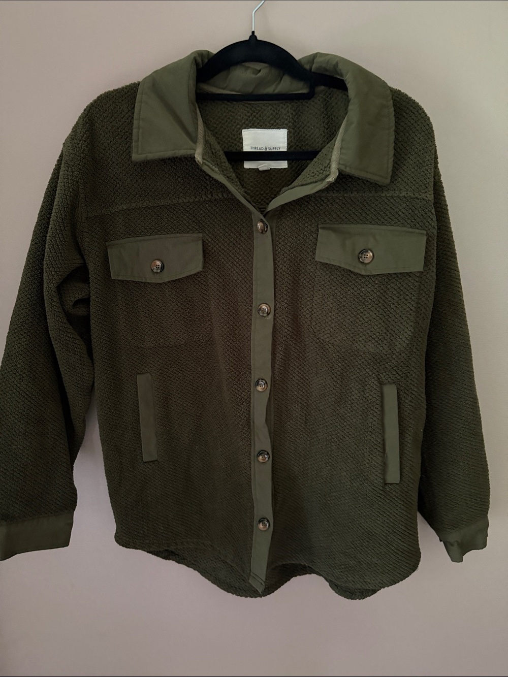 Thread & Supply Olive Green Textured Shacket